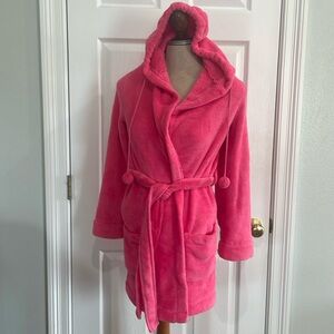 Xhilaration hot pink bathrobe hooded belted pockets plush spa women’s size XS